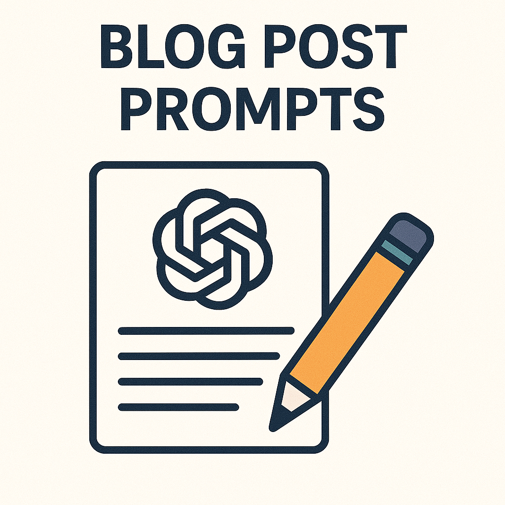 Document and pencil icon representing ChatGPT blog post prompts
